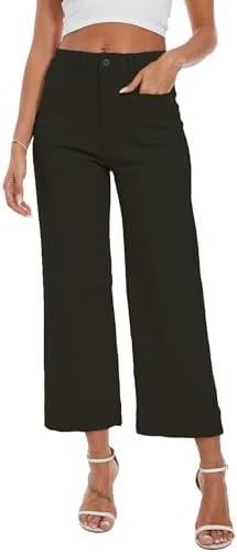 DAOAO Wide Leg Jeans for Women Trendy High Waisted Flare Jeans Cropped Pants Stretchy Baggy Medy, M