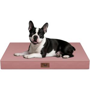 Outdoor Dog Bed for Small Dogs, Waterproof Dog Crate Bed for Medium Dogs Cats, Orthopedic Egg Crate Foam Pet Bed with Washable Removable Oxford Cover, Pink