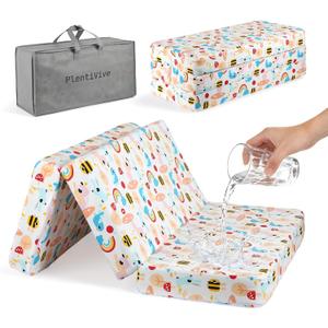 Trifold Pack and Play Mattress 38x26, Dual Sided Foldable Pack N Play Mattress Pad for Baby and Toddler, Playard Playpen Mat, Waterproof Washable Portable Travel Crib Mattress Topper with Carry Bag