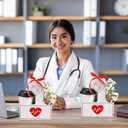 2 x Faccito 24 Set Nurse Appreciation Gifts 2-Cup Drink Carrier with Handle Holiday Kraft Paper Coffee Cup Holder, Include Greeting Card & Ribbon for Thank Nursing Assistant Graduates Party Favors