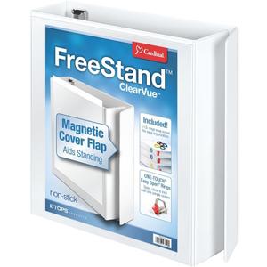 Cardinal FreeStand Easy Open Binder, Locking Slant-D Rings, 2", 565-Sheet Capacity, Magnetic Flap Cover w/ Shelf Pull and 5 Color-Coded Rings, White (43120)
