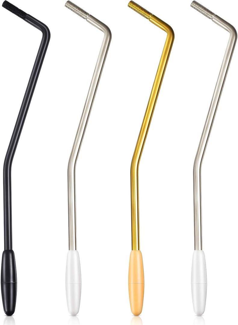 Patelai 4 Pieces 6 mm Whammy Bar for Electric Guitar Thread Tremolo Arm Metal Single Tremolo Whammy Bar Compatible with Stratocaster Electric Guitar Replacement, 3 Colors