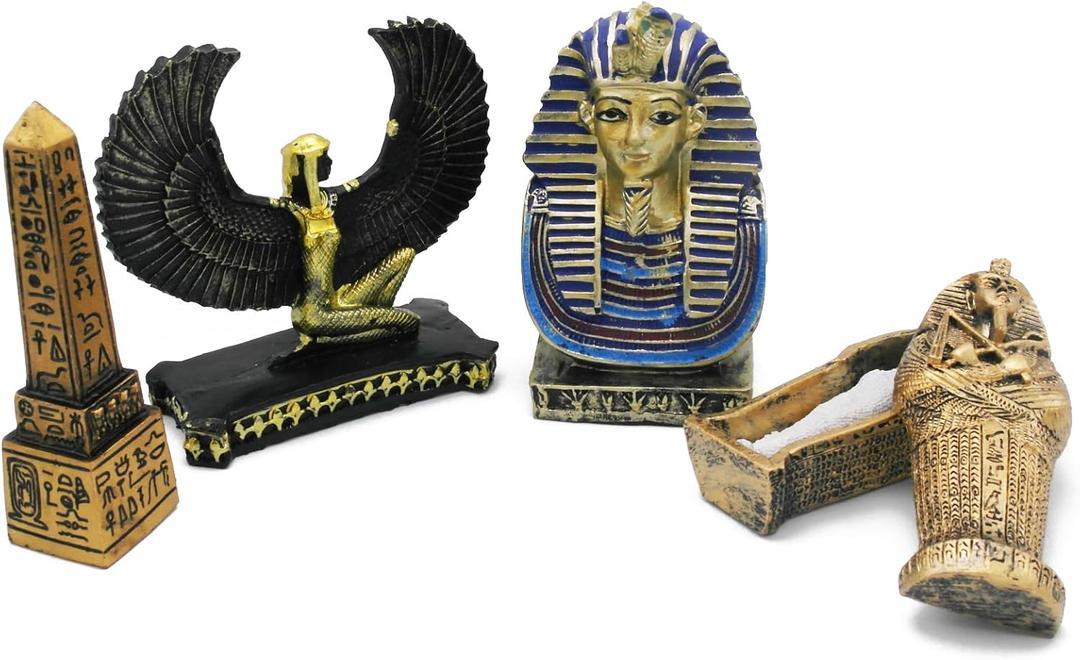 Egyptian Figure Dcor Decoration Ancient Pyramid Sculpture Pharaoh Obelisk Egypt Statue Decorative Decor Figurine Building Ornament Set of 4