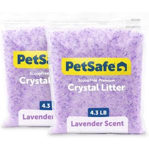 PetSafe ScoopFree Premium Crystal Cat Litter - Outperforms Clay Litter - Refill Packs - Reusable Tray Compatible - Lavender Scent - 4.3 lb Bags - 2 Pack