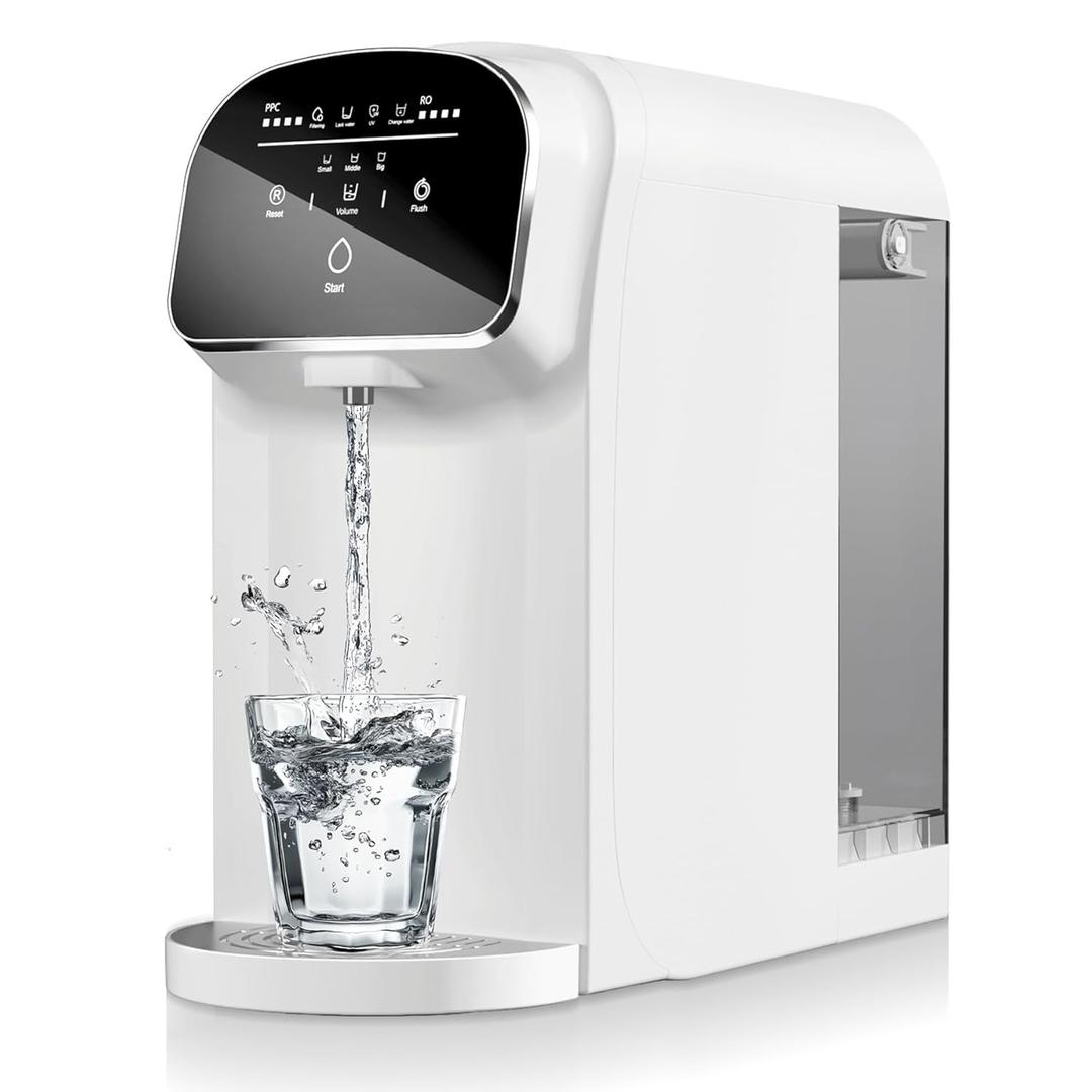 UV Reverse Osmosis Water Filter Countertop, 5-Stage RO Water Filtration System, 5:1 Pure to Drain, No Installation Required, Portable Water Purifier for Home Kitchen