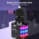 BONAOK Karaoke Microphone for Kids & Adults - Bluetooth Microphones Singing Mic with Disco Lights, Echo Effect, Built-in Speaker Portable Karaoke Player for Party Travel Gifts Q78 (Black)