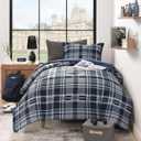 MaiRve Navy Blue Twin XL Comforter Set, Twin XL Bedding Sets for Boys Girls 5 Pieces for Dorm Farmhouse All Season Lightweight &Comfy with Fitted Sheet, Flat Sheet (Navy Blue, Twin XL, 66"x90")