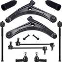 TUCAREST 10Pcs Suspension Kit Fit For Mi-tsubishi 08-17 Lancer, 07-20 Outlander, 2 Front Lower Control Arm w/Ball joint + 4 Outer Inner Tie Rod + 2 Sway Bar + 2 Boots [# K620548 K750385 EV800638]