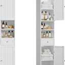 ChooChoo Bathroom Storage Cabinet with Adjustable Shelves, Tall Storage Cabinet with 2 Doors and 1 Drawer, Freestanding Cupboard for Small Spaces, White, 11.8 Inches Wide, 11.81"D x 11.81"W x 70.87"H