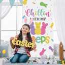 2 x Easter Door Cover, Happy Easter Bunny Door Decorations Chillin With My Bunny Egg Hanger Easter Front Door Banner Welcome Door Porch Sign Party Supplies