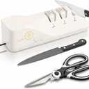 Professional Electric Knife Sharpeners with 100% Diamond Abrasives and Precision Angle Guides, Multifunctional 3-Stage Slots, Applicable to Straight Knife and Ceramic Knife