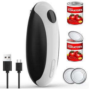Electric Can Opener, Can Opener Electric Fits All Can Sizes, One Touch USB Rechargeable Electric Can Opener for Kitchen and Seniors with Arthritis, Chef, Automatic Can Opener, Portable Kitchen Gadgets