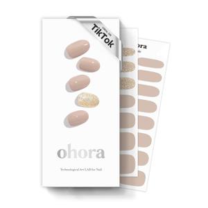 ohora Semi Cured Gel Nail Strips (N Nudist) - Nude, Solid, Works with Any UV/LED Lamps, Salon-Quality, Long Lasting, Easy to Apply & Remove - Includes 2 Prep Pads, Nail File & Wooden Stick