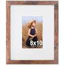 YMCNLE 8x10 Picture Frame, Display 4X6 Picture Frames with Mat or 8x10 without Mat, Wall and Tabletop Display Photo Frames, Brown
