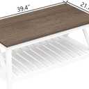 ChooChoo Farmhouse Coffee Table, Rustic Vintage Living Room Table with Shelf, 40 White