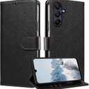 JanCalm for Samsung Galaxy A15 Case Wallet,RFID Blocking Phone Flip Cases,[Card Holder/Cash Slots] [Kickstand] Magnetic Clasp Leather Protective Folio Cover (Black)