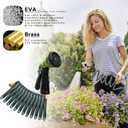 Coil Hose 10FT EVA Coil Garden Hose With 3/4'' Brass Connector Coiled Water Hose Lightweight And No Kink Includes 7 Patterns Spray Nozzle For Outdoors Lawn Watering Car Washing