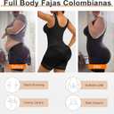 SHAPERX Women's Fajas Colombianas Tummy Control Shapewear Postpartum Full Body Shaper Butt Lifter Bodysuit (Black, 3XL)