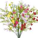 8 Pcs Wildflowers Artificial Flowers Bulk 35" Fake Wildflowers Bouquet Spring Flower Branches Multicolor Wild Flower Stems Floral Arrangement for Vase Indoor Home Decor Table Centerpieces