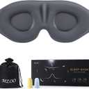 MZOO Luxury Sleep Eye Mask for Side Sleeper Men Women, Zero Eye Pressure 3D Sleeping Mask, Light Blocking Patented Design Night Blindfold, Soft Eye Shade Cover for Travel, Grey