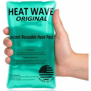 HEAT WAVE Instant Heat Packs Medium (59)- Medical Grade Reusable Green 1-Pack Fast and HOT - Made in USA for Muscle Aches, Back, Arm, Shoulder, Pain Relief, Warmth on the Go; Heating Pad Click Heat