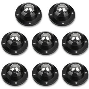 Dear Self Adhesive Caster Wheels for Furniture, Storage Box, Trash Can - Stainless Steel Universal 360 Degree Rotating 0.8 Inch Low Profile Swivel Wheels - Black 8 Pack