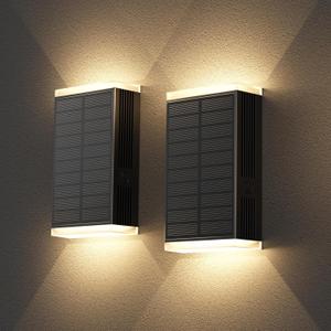 Solar Wall Light Outdoor,3000/4000/6000K 3 Modes Dusk to Dawn Lighting Wall Sconce IP67 Waterproof Up and Down Solar Lights Outdoor for House, Garage, Porch,Doorway (2 Pack)