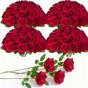 100Pcs Red Roses Artificial Flowers with StemsFake Roses Bouquet Fake Flowers BulkSilk Velvet Roses for Wedding Centerpieces Arrangement Baby Shower Birthday Home Decor Gifts