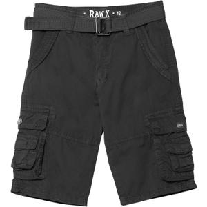 Raw X Boys Cargo Shorts 8-18 | 100% Cotton Belted Twill Boys, Teen and Youth Cargo Short | (19021 - Charcoal) 18