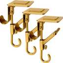 Fireplace Stocking and Garland Hanger, 2 in 1 Mantel Hangers for Garland, No Drill, Heavy Duty Adjustable Garland Hangers for Mantle, Christmas Mantle Garland & Stocking Holder (Gold, 3PCS)