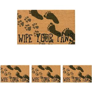 Liora Manne Natura Cute Dogs Wipe Your Paws Natural Outdoor Welcome Coir Door Mat, 1 ft 6 in x 2 ft 6 (Pack of 4) (1 ft 6 in x 2 ft 6 in (Pack of 4))