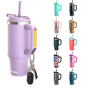Frost Buddy Thicc Buddy - 16 oz Stainless Steel Vacuum Insulated Tumbler with Lid and Straw for Water - Travel Mug Cupholder Friendly - Gifts for Women Men Him Her (Lavender fields)