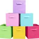 ShellKingdom Foldable Fabric Storage Cubes And Cloth Organizer Drawer For Closet And Toys, 6 Pack (6 Colors)