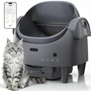Automatic Cat Litter Box, Self-Cleaning Litter Box with Open-Top Design, 15-Layer Safety Protection System & Smart App Control, Electric Cat Litter Box with Adjustable Entry Height & Odor Control