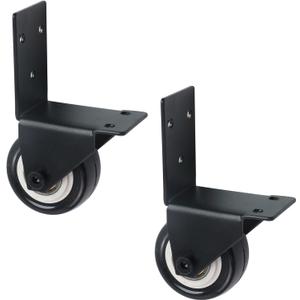 Crapyt 2 PCS Side Mount Casters Swivel Caster Wheels Black Luggage Wheels Replacement 2.4"4.41" L Bracket Casters for Carts, Furniture, Doors