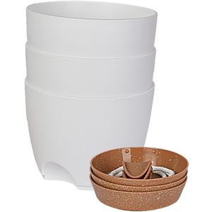 3Pcs Self Watering Indoor Flower Pots Automatic Watering Planter with Detachable Cotton Wick for Easy Plant Care Balcony Desk Decoration