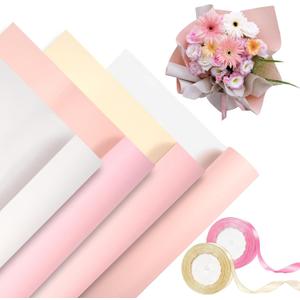 Kosotody 40 Sheets Pink Color Flower Wrapping Paper Double Sided Waterproof Florist Bouquet Supplies Flower Paper for Bouquets DIY Crafts Packaging, 22.8x22.8 inch