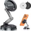 SYNCWIRE for MagSafe Car Mount [3-Axis Adjustable], Vacuum Magnetic Phone Holder with Replaceable Suction Cup Dashboard/Windshield, 360 Rotation & Foldable, for iPhone 17-12 Pro Max Plus (Black)
