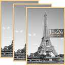 upsimples 16x24 Picture Frame Natural 3 Pack, Scratch-Proof Poster Frames 16 x 24 for Photo Gallery - Slide-In Strips, Horizontal or Vertical Wall Mounting