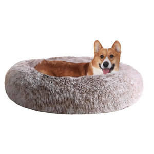 JOLLYVOGUE Dog Beds Large Sized Dog, 36 inches Calming Soft Anti-Anxiety Donut Dogs Bed, Washable Round Fluffy Cushion for Large Pets, Fits up to 80 lbs Pets, 36"L x 36"W x 8"Th