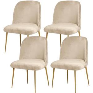 Gollense Velvet Curved Back Chair Covers for Dining Room Set of 4, Mid Century Modern Chair Slipcovers, Semi Circle Back Chair Seat Protector for Kitchen Living Room (Taupe)