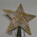 JOIEDOMI 9 inch Lighted PVC Star Christmas Tree Topper, Golden Glitter Swirl Treetop Decorations with 10 Warm White LED, Battery Powered for Home Holiday Xmas Party Indoor Decor