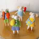 Set of 4 Easter Felt Mice Ornaments, 4.5" Hanging Wool Mouse Animal Figurine for Spring Gift, Tiered Tray Tabletop Decor, Easter Basket Filler Spring Home Kitchen Room Window Party Supply