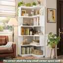 Armocity Corner Book Shelf - 6-Shelf Corner Bookshelf Etagere Bookcase with Baffle, Freestanding L Shaped Display Shelf Stand for Home Office, Living Room, Bedroom, Kitchen, White, 6-tier