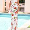 PRETTYGARDEN Womens Strapless Maxi Dress 2026 Summer Floral Bodycon Sleeveless Tube Back Slit Wedding Guest Cocktail Dresses (L)
