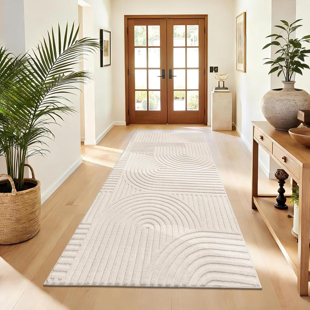 Pauwer 3x6 Area Rugs for Living Room, Modern Non Slip Washable Rug, Beige