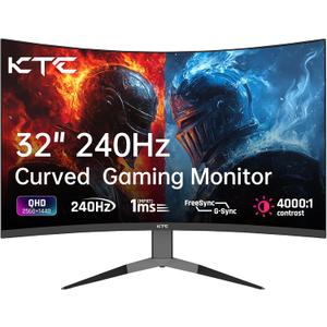 32 Inch 240Hz Curved Gaming Monitor, 2K 1440P Computer PC Monitor with 1000R 1ms Frameless, Adaptive Sync,122% sRGB, HDMI, DisplayPort, Tilt Adjustable, H32S25E (Black)