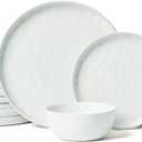 Famiware Mars Plates and Bowls Set, 18 Pieces Dinnerware Sets, Dishes Set for 6, White
