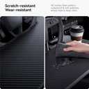 YONZEE 2-in-1 Car Steering Wheel Desk Tray & Car Seat Gap Filler Organizer – Foldable Carbon Fiber Look Table for Laptop, Eating Food, Writing – for Standard Round Steering Wheels