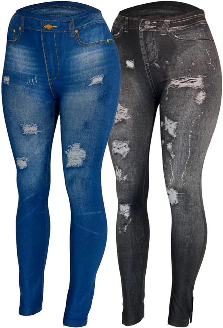 Womens One Size Leggings  Fits Small/Medium (S/M)  High-Waist Stretch Yoga Pants, Buttery Soft, Full Length (Blue, S)